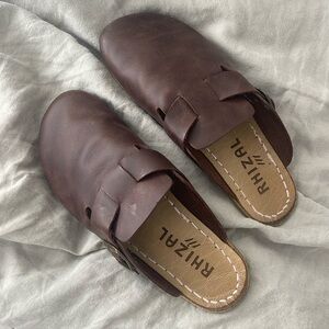 Rhizal Brown Leather Mules